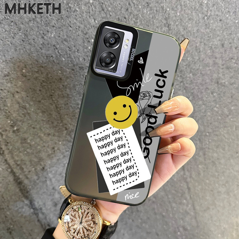 MHKETH เคสสำหรับ OPPO A57 2022 A77 2022 A57s A57e A77s เคสโทรศัพท์รักษาใบหน้ายิ้มที่ทันสมัย