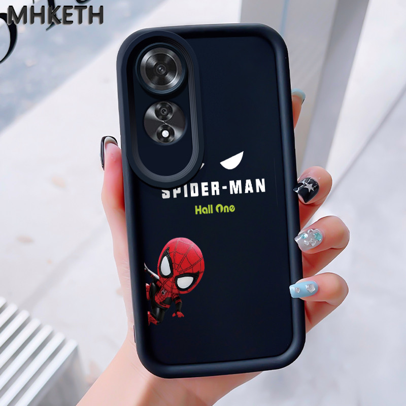 MHKEID เคสสำหรับ OPPO A60 4G เคสโทรศัพท์การ์ตูนสไปเดอร์แมนซิลิโคนกันกระแทก