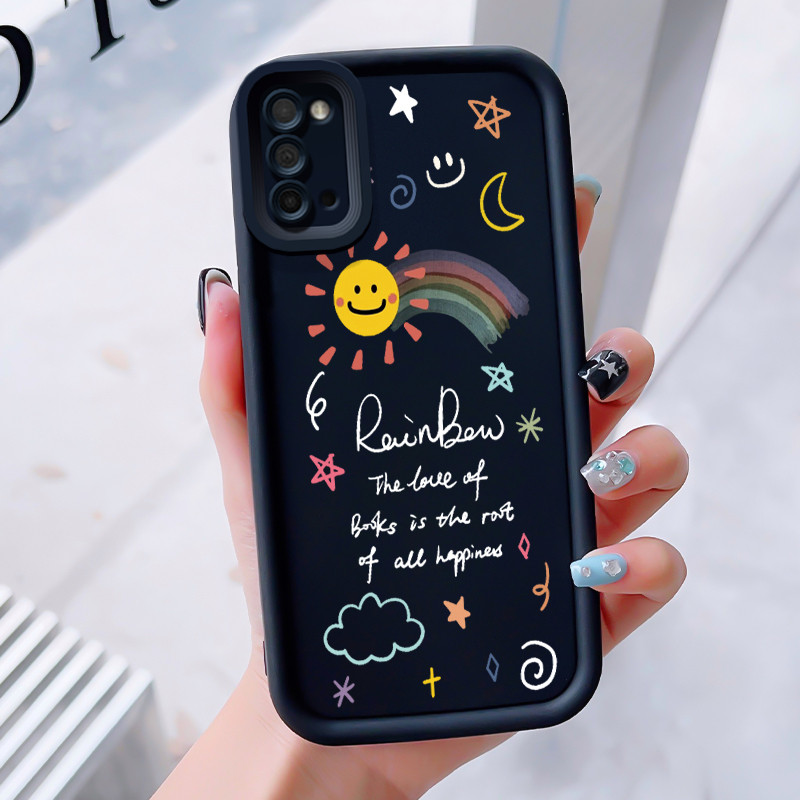 เคสสำหรับ Samsung Galaxy A03s A02s M02s F02s เคสโทรศัพท์รุ้งดอกไม้สามสีซิลิโคนกันกระแทก