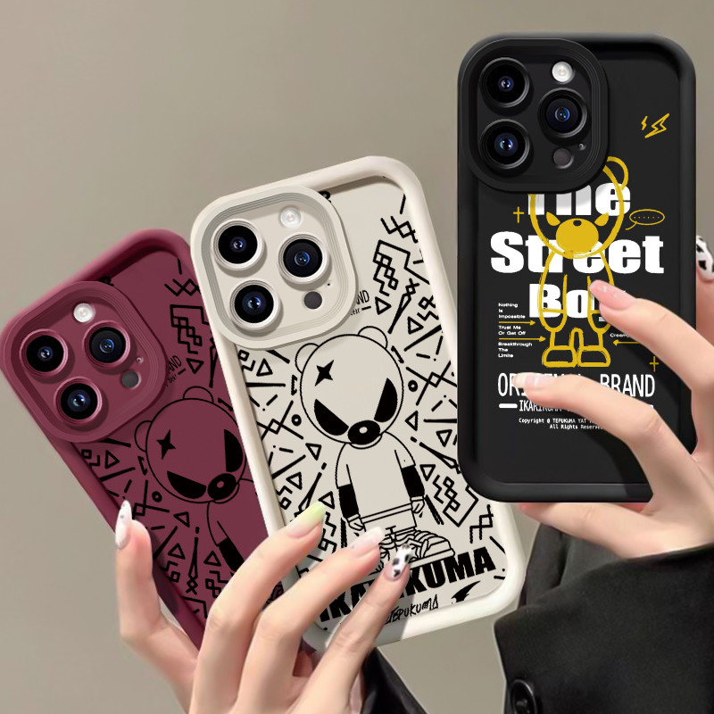 MHKEID เคสสำหรับ VIVO V21 4G V21 5G เคสโทรศัพท์ซิลิโคนออกแบบหมีโกรธอินเทรนด์ - รูปที่ 4