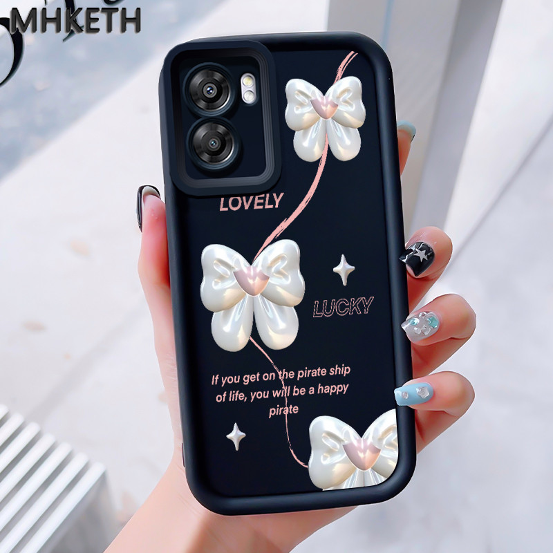 MHKEID เคสสำหรับ OPPO A57 2022 A77 A2022 A57s A57e A77s เคสใหม่เคสซิลิโคนติดโบว์ป้องกันโทรศัพท์ตก