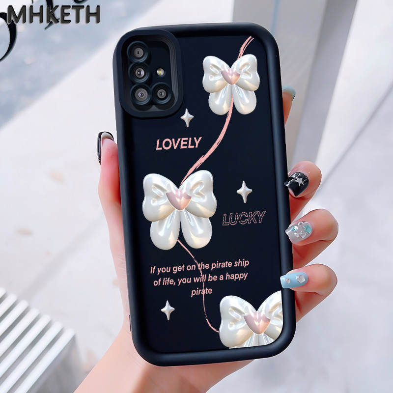 MHKEID เคสสำหรับ Samsung Galaxy A51 M40s เคสใหม่เคสซิลิโคนติดโบว์ป้องกันโทรศัพท์ตก