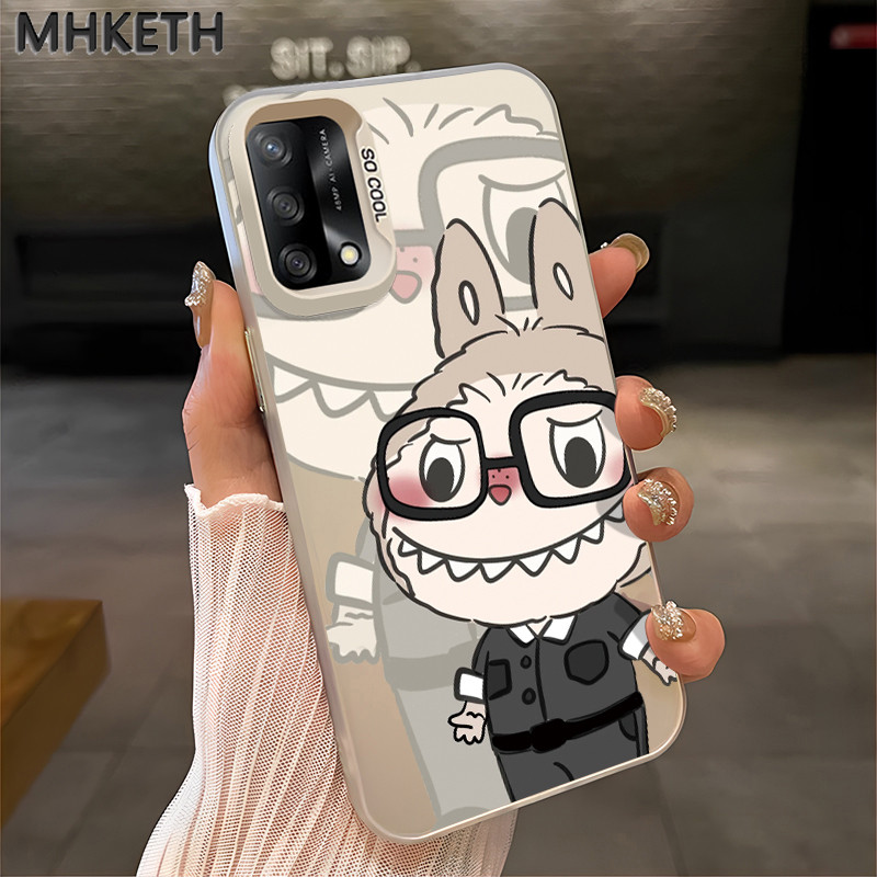 MHKETH เคสสำหรับ OPPO A74 A95 F19s F19 Pro A94 Reno 5F Reno 5 lite Reno 6 Lite เคสโทรศัพท์ LABUBU อีโมจิยอดนิยมและน่ารัก - รูปที่ 2