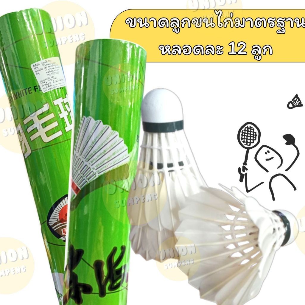 DIY✏️(12ลูก) ลูกขนไก่ ตั้งไฮ้ ลูกขนไก่หลอดเขียว ลูกแบดมินตัน 12 ลูก / 1 หลอด แบตบินตั้น ขนไก่ แบดมิน