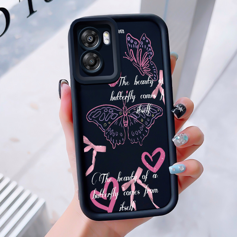 เคสสำหรับ OPPO A57 2022 A77 A2022 A57s A57e A77s เคสโทรศัพท์ผีเสื้อรูปหัวใจสามสีซิลิโคนกันกระแทก