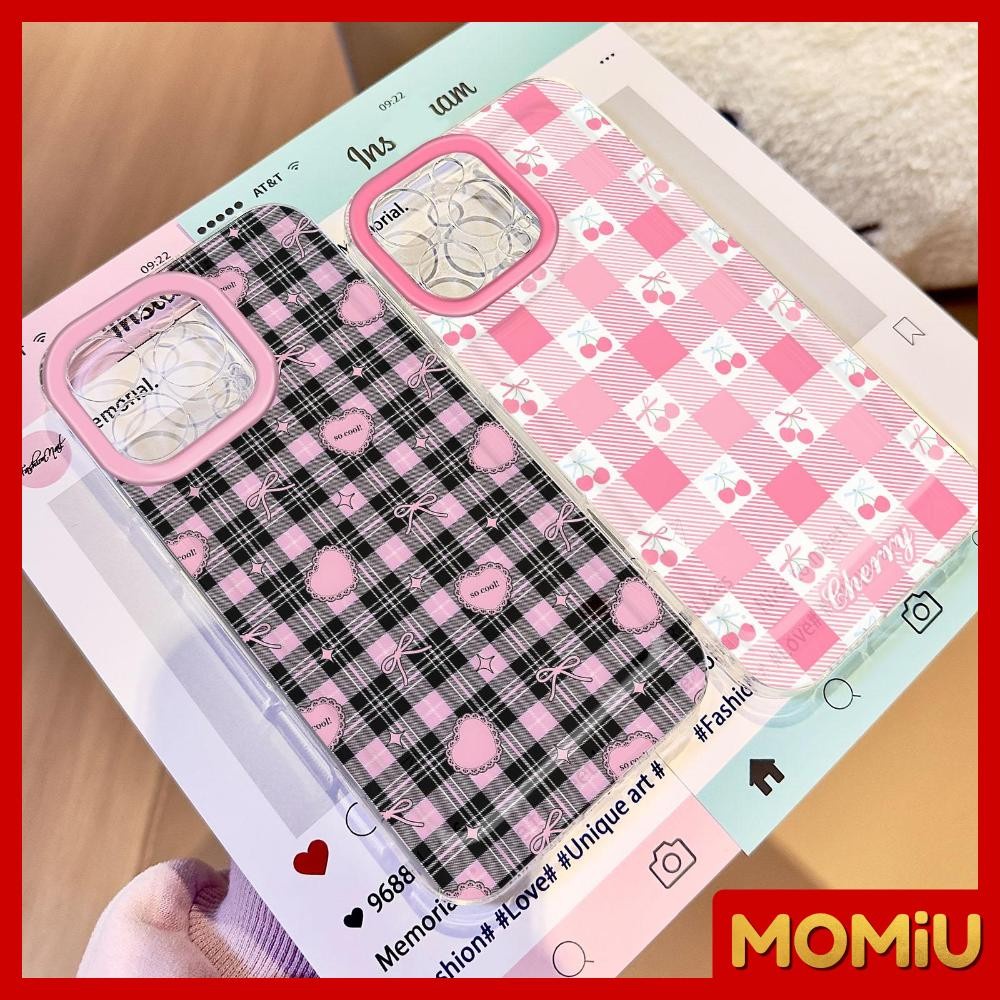 MOMiU - เข้ากันได้สำหรับ เคสไอโฟน11 เคส iphone 16 Pro Max 7Plus XR 12 13 14 15 เคสใส โบว์รักสีชมพู