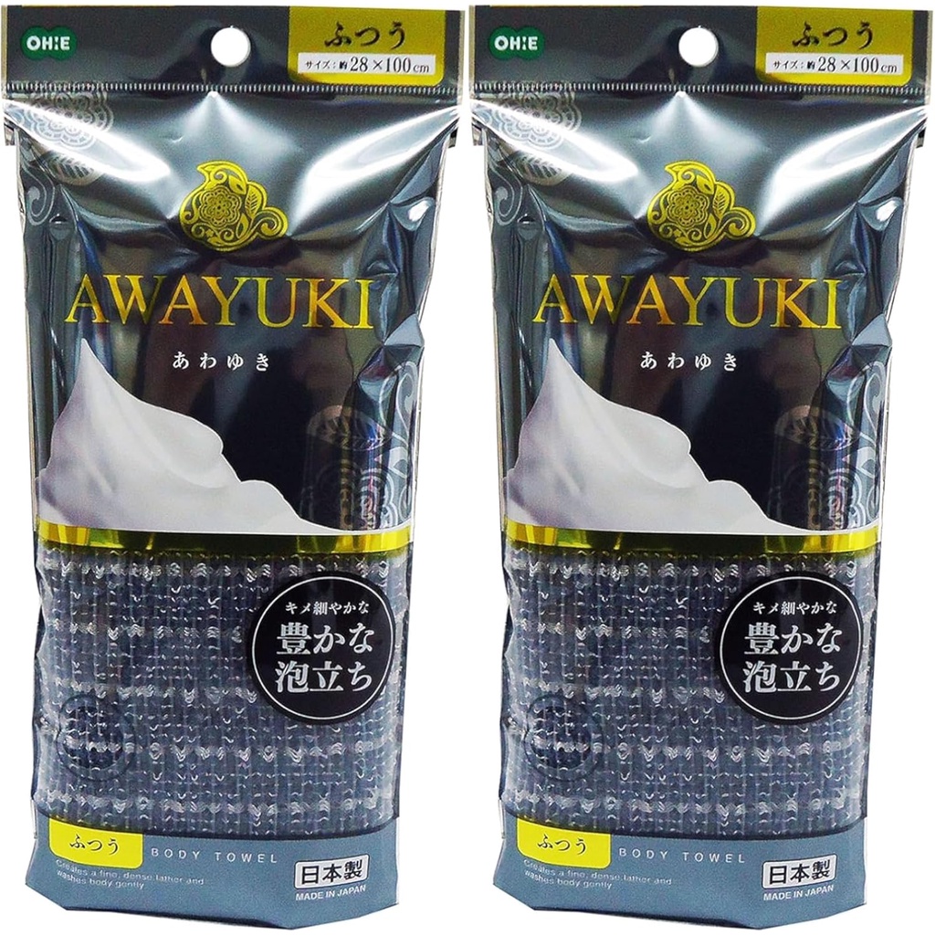 OHE Body Towel, Normal, Gray, Approx. Width 11.0 x Length 39.4 inches (28 x 100 cm), Awayuki, Rich F