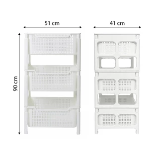 ชั้นวางของพลาสติกอเนกประสงค์ 3 ชั้น KASSA HOME รุ่น API-1030L ขนาด 51 x 41 x 90 ซม. สีขาว
