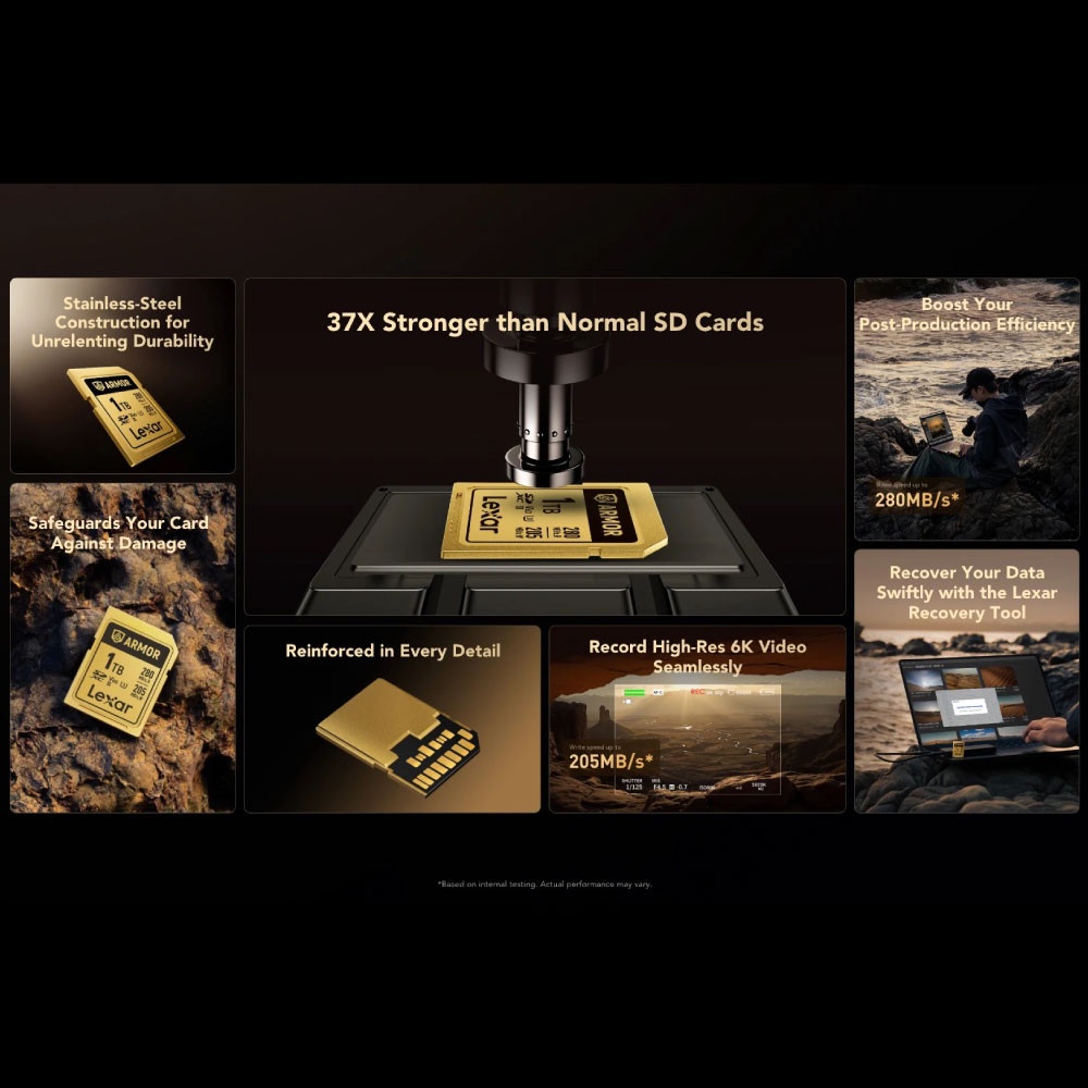 การ์ดหน่วยความจำ ไมโครเอสดีการ์ด LEXAR ARMOR GOLD 256GB SD CARD FULL-HD 6K RW280/205MB/S (LSDAMGL256G-RNNNG)_3