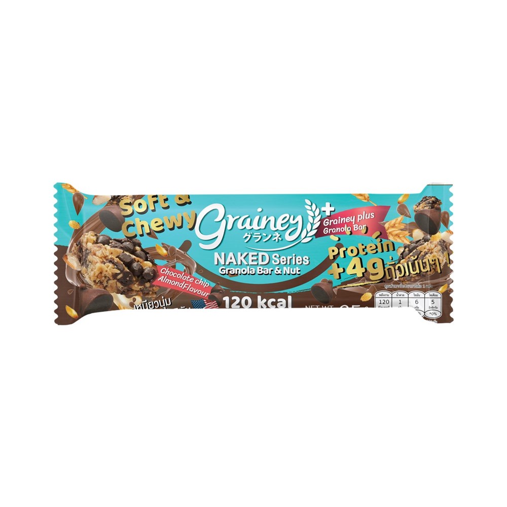 🍜 เกรนเน่ย์ กราโนล่าบาร์ช็อกชิพอัลมอนด์ 25 ก. 🍩 GRAINEY CHOC CHIP ALMOND BAR 25 G. 🎐 ซีเรียล 🌷͙ Pabo