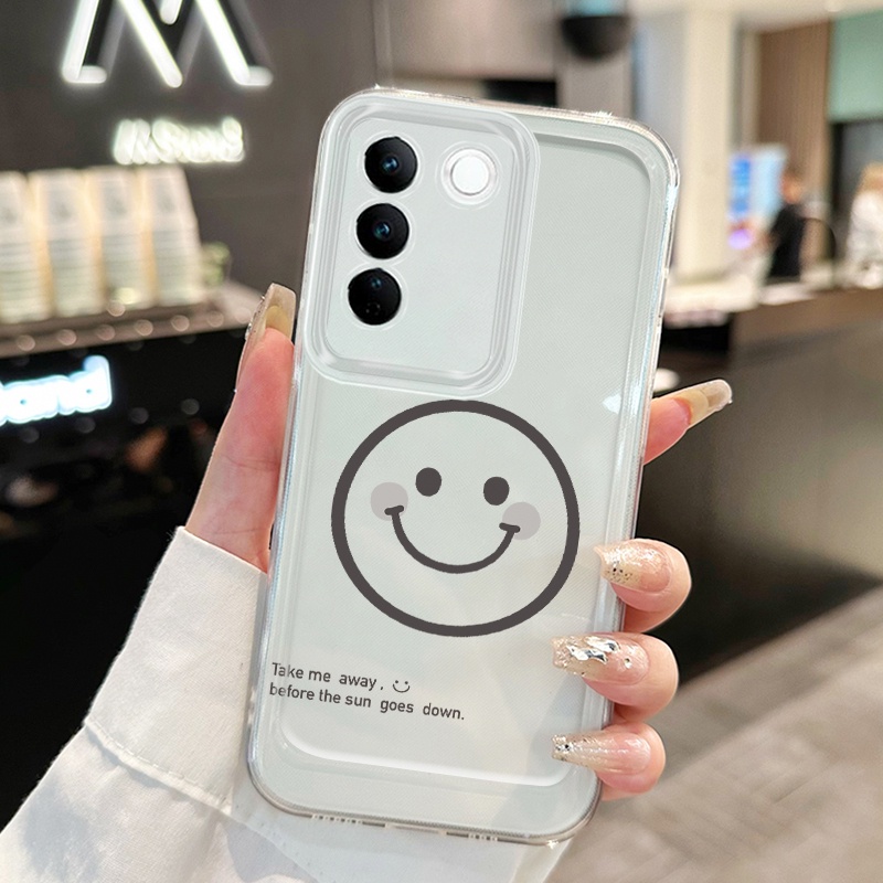 เคสสำหรับ VIVO V29 Pro 5G V27 Pro 5G เคสโทรศัพท์รอยยิ้มฝาครอบป้องกันซิลิโคนโปร่งใส