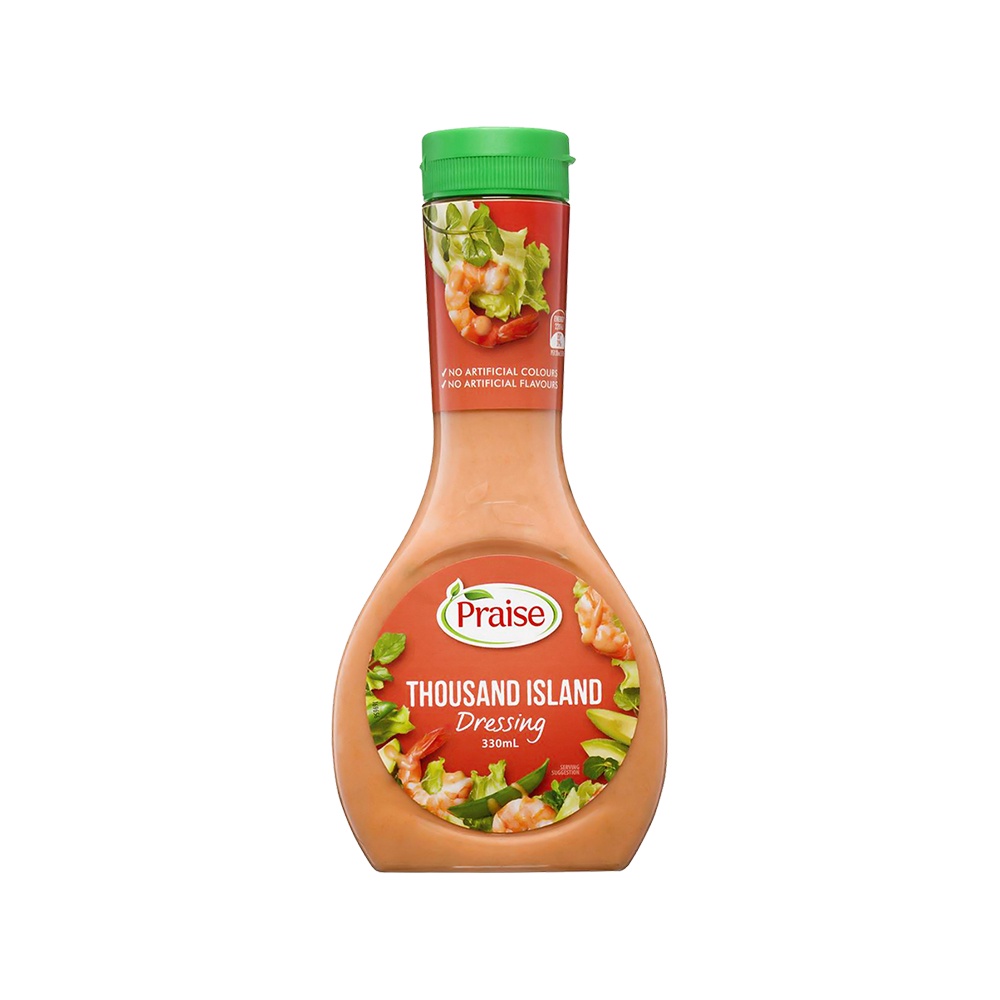 📢 เพรสน้ำสลัดเธาเซินด์ไอแลนด์ไลท์ 330มล. 🌈 PRAISE DRESSING THOUSAND 330ML 💦 มายองเนสและมัสตาร์ด 🎐 Cl