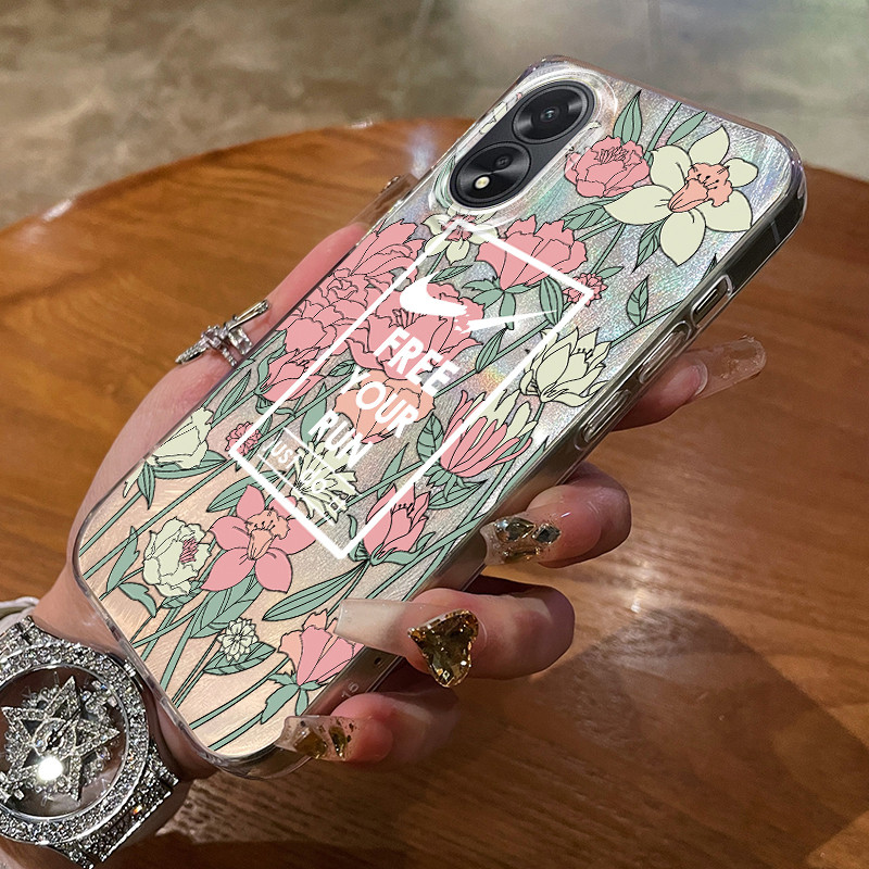 เคสสำหรับ OPPO A18 A38 เคสโทรศัพท์ดอกไม้