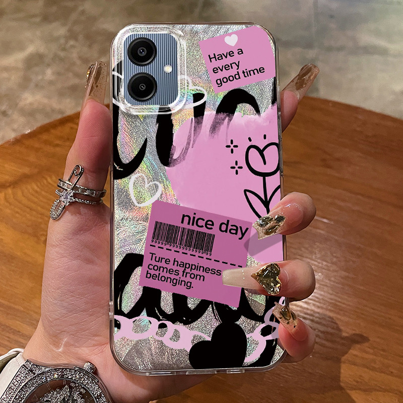 เคสสำหรับ Samsung A05 A05s M05 F05 เคสโทรศัพท์ดอกไม้นำโชคเคสโทรศัพท์แนวโน้มกันกระแทก