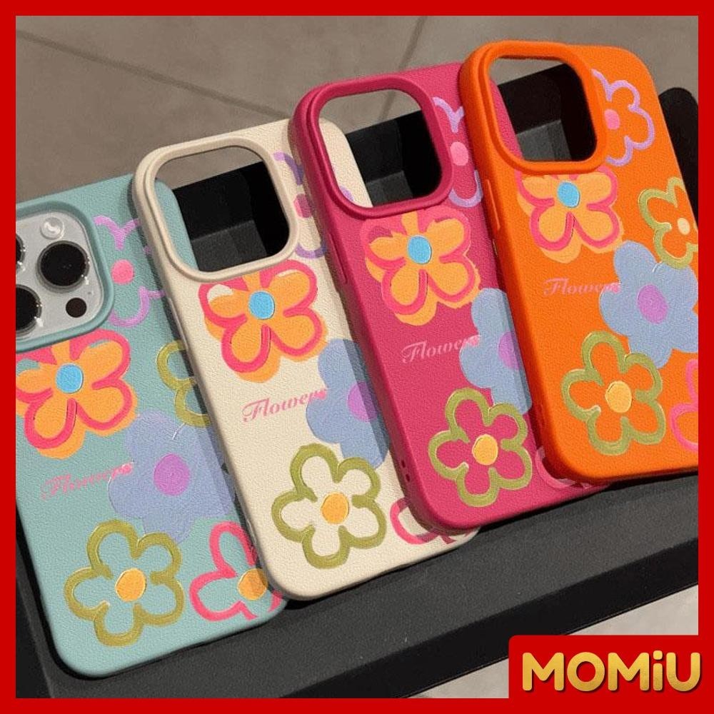 MOMiU - เข้ากันได้สำหรับ เคสไอโฟน11 เคส iphone 16 Pro Max 7Plus XR 12 13 14 15 เนื้อหนัง TPU แบบด้าน ดอกไม้หลากสี