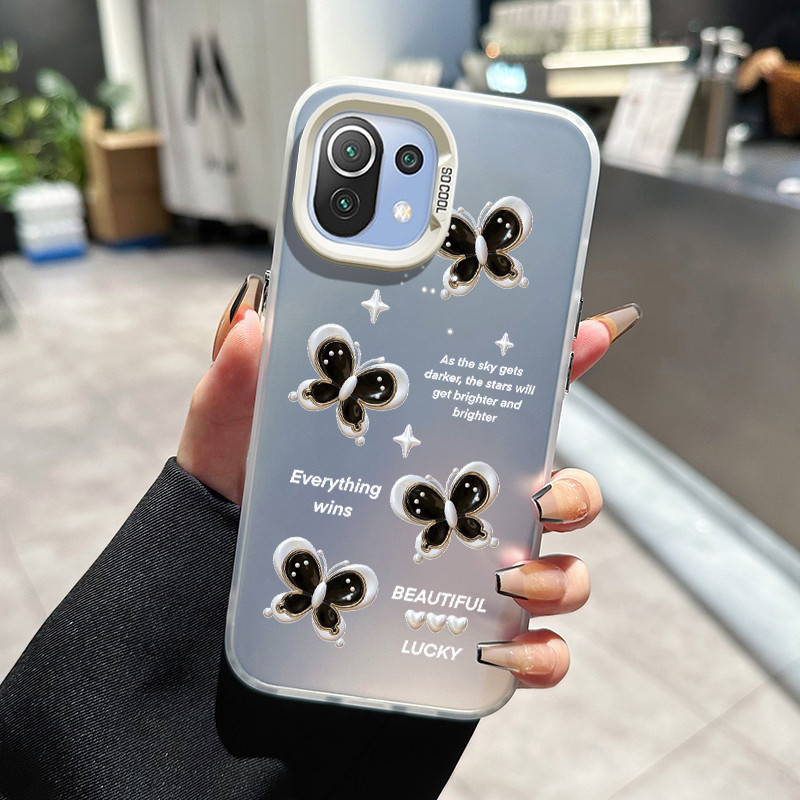 เคสสำหรับ Xiaomi 11 Lite 4G 11 Lite 5G NE เคสโทรศัพท์ผีเสื้อดอกไม้เปลือกแข็งกันกระแทก - รูปที่ 2