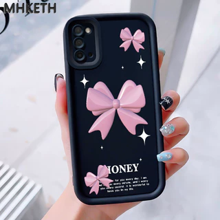 MHKEID เคสสำหรับ Samsung Galaxy A03s A02s M02s F02s เคสป้องกันโทรศัพท์ตกลายโบว์สีชมพู