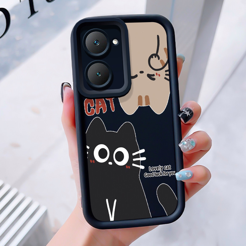 เคสสำหรับ VIVO Y03 Y03T Y18 Y18i Y18e Y18t Y18s Y28e 5G เคสโทรศัพท์แมวน่ารักสามสีซิลิโคนกันกระแทก
