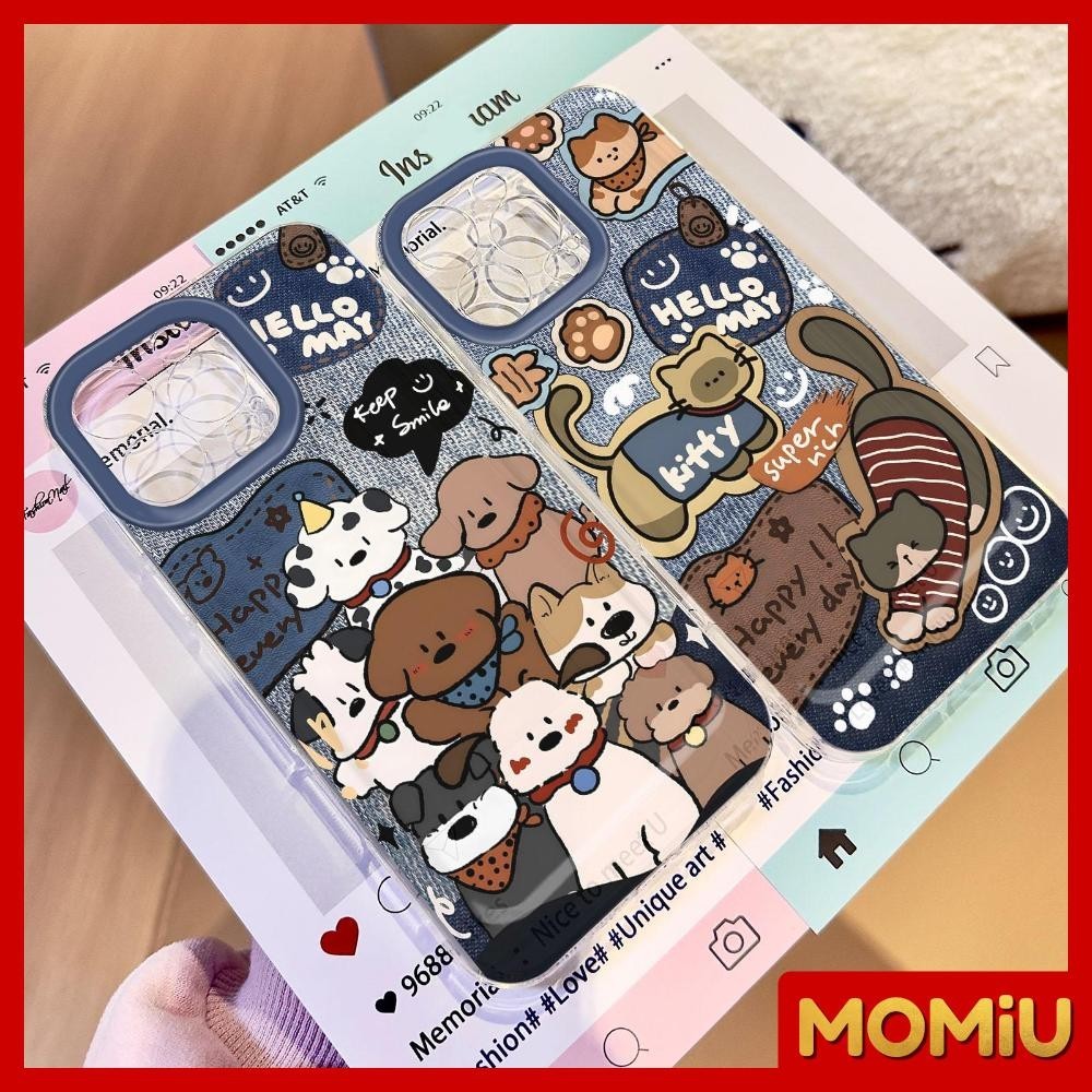 MOMiU - เข้ากันได้สำหรับ เคสไอโฟน11 เคส iphone 16 Pro Max 7Plus XR 12 13 14 15 เคสใส ลูกหมาน้อยและลูกแมวสุดน่ารัก