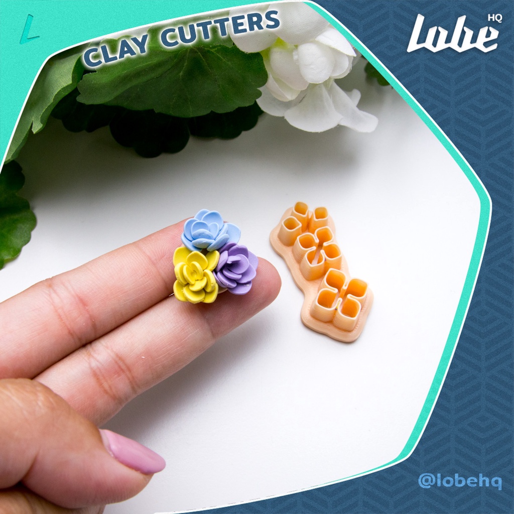 Stacked Flower 4 Petal C Clay Cutter/ แม่พิมพ์กดดินโพลิเมอร์รูปทรงดอกไม้ซ้อน4 กลีบ C