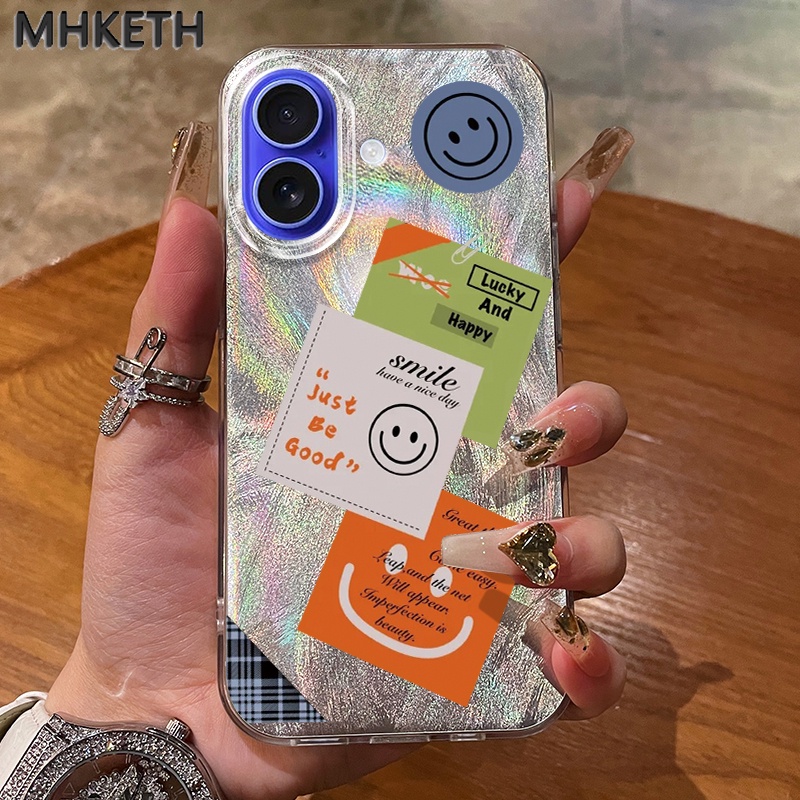 MHKETH เคสสำหรับ iPhone 16 Pro Max 15 Pro 15 Plus Max 14 Pro Max Plus 13 Pro Max 12 Pro Max เคสโทรศัพท์มีลายหน้ายิ้ม