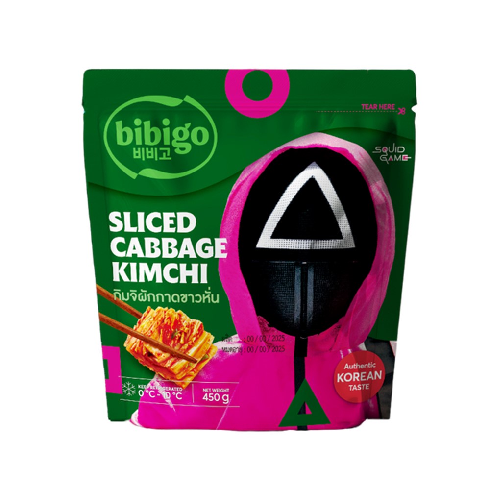 📢 บิบิโก กิมจิผักกาดขาวหั่น 450 กรัม 🌈 BIBIGO SLICED CABBAGE KIMCHI 450 G. 💦 เครื่องปรุงรสและเครื่อง