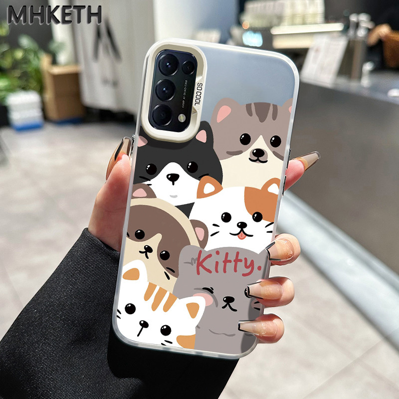MHKETH เคสสำหรับ OPPO Reno 5 4G Reno 5 5G Reno 5K Reno 6 4G Find X3 Lite เคสโทรศัพท์กันกระแทกรูปสัตว์เลี้ยงน่ารัก
