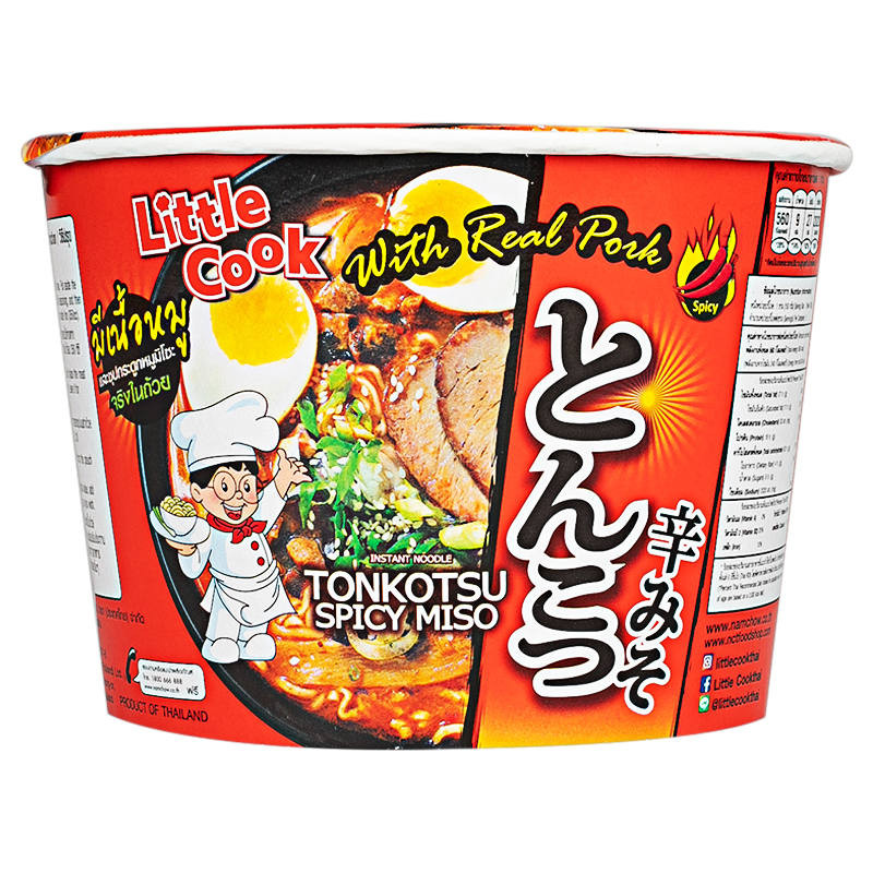 🍉 ลิตเติ้ลกุ๊กบะหมี่กึ่งสำเร็จรูปรสทงคตสึสไปซี่มิโซะ 150กรัม 🍍 Little Cook Instant Noodle Tonkotsu S