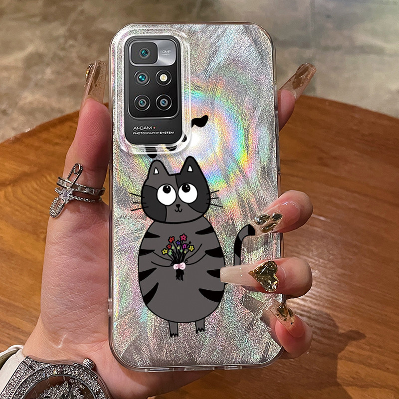 เคสสำหรับ Xiaomi Redmi 10 Prime 10C เคสโทรศัพท์แนวโน้มกันกระแทกแมวน่ารัก