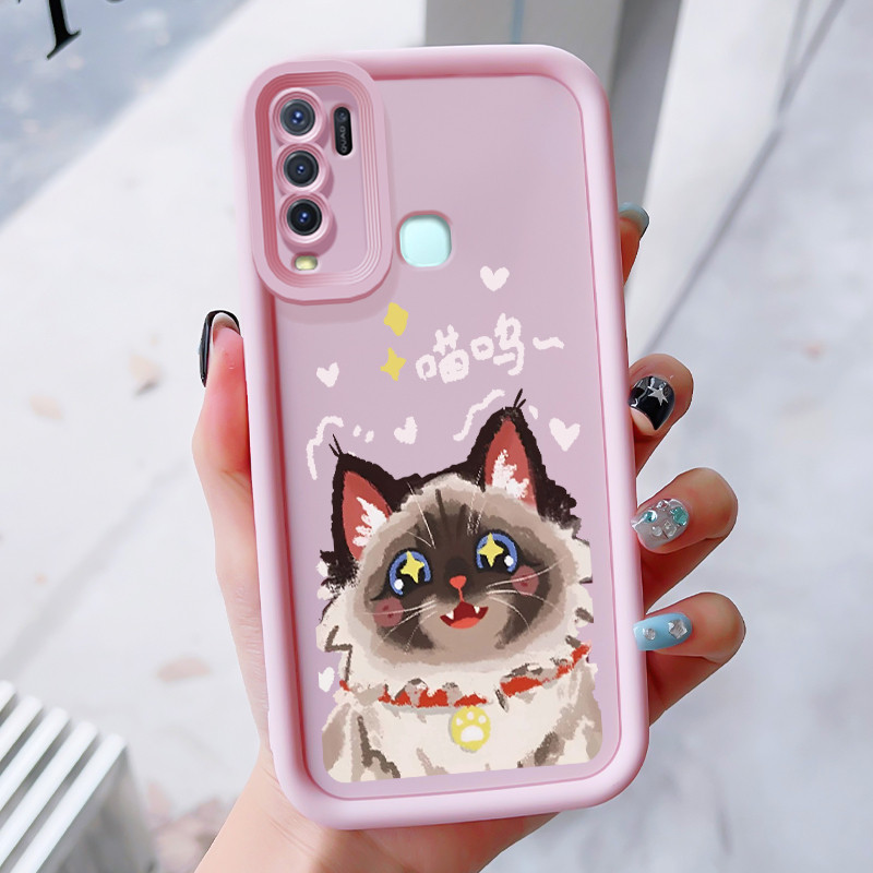 เคสสำหรับ VIVO Y50 Y30 Y30i เคสโทรศัพท์แมวสามสีซิลิโคนกันกระแทก