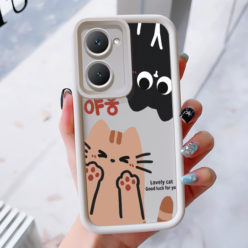 เคสสำหรับ VIVO Y03 Y03T Y18 Y18i Y18e Y18t Y18s Y28e 5G เคสโทรศัพท์แมวน่ารักสามสีซิลิโคนกันกระแทก - รูปที่ 2