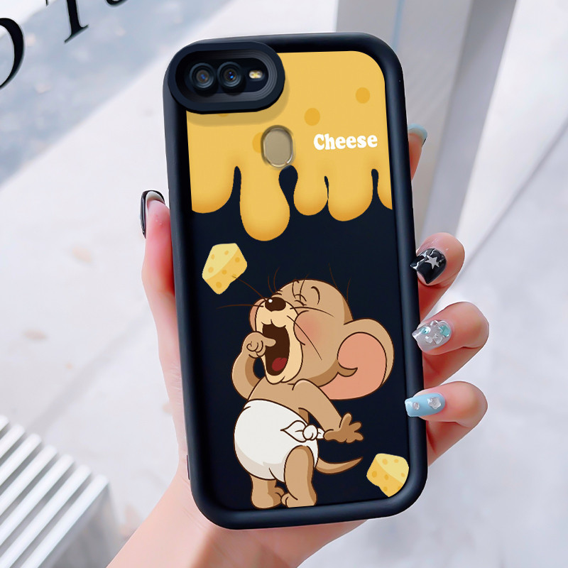 เคสสำหรับ OPPO A7 A5s A12 A12S A11k เคสโทรศัพท์แมวหนูสามสีซิลิโคนกันกระแทก