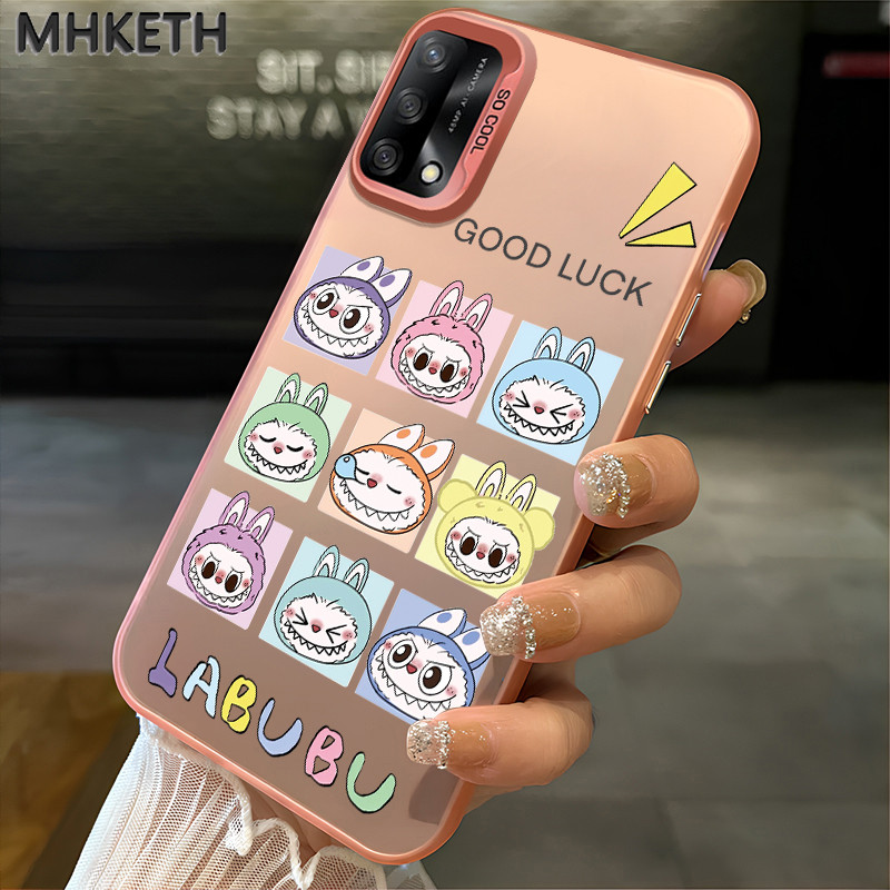 MHKETH เคสสำหรับ OPPO A74 A95 F19s F19 Pro A94 Reno 5F Reno 5 lite Reno 6 Lite เคสโทรศัพท์ LABUBU อีโมจิยอดนิยมและน่ารัก