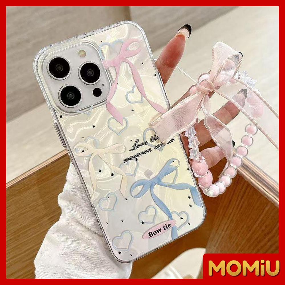 MOMiU - เข้ากันได้สำหรับ เคสไอโฟน11 เคส iphone 16 Pro Max 7Plus XR 12 13 14 15 สเตอริโอเลเซอร์สุดหรู โบว์แห่งความรัก