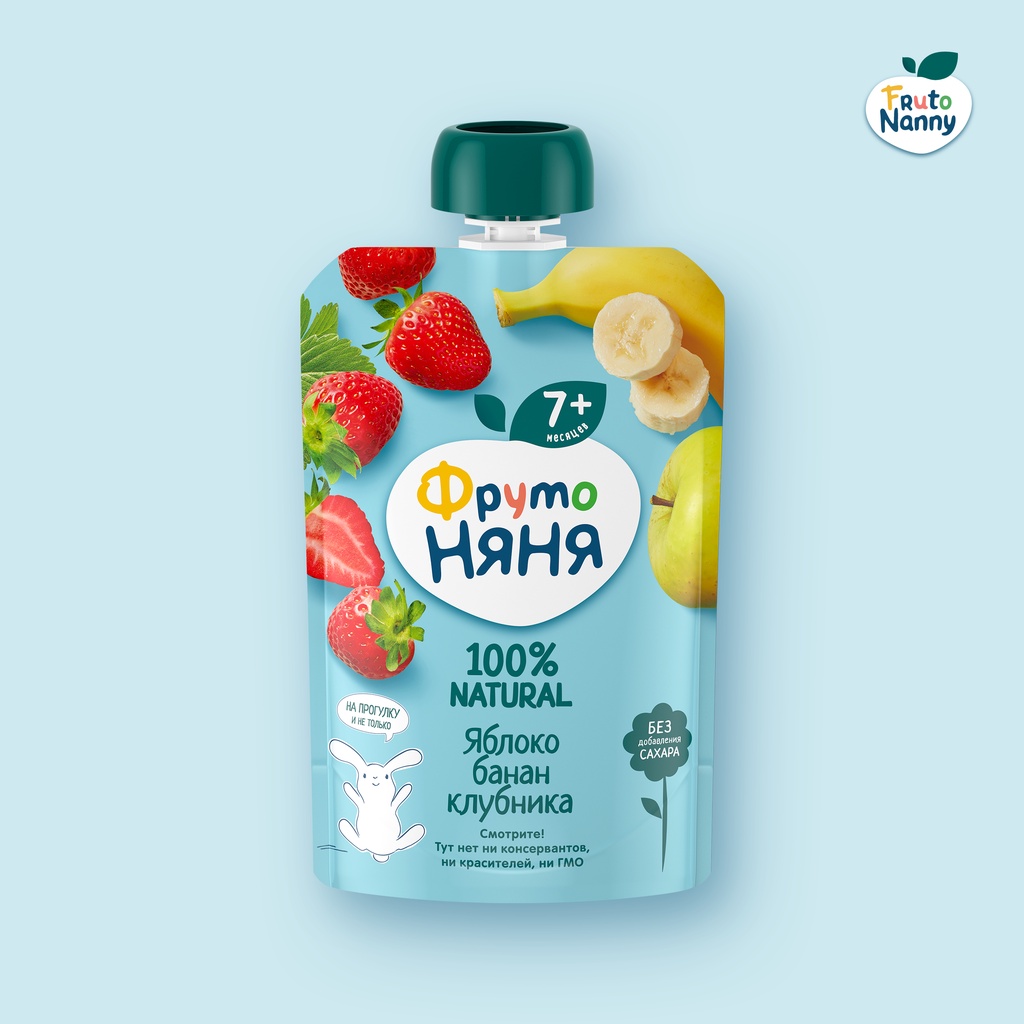 FrutoNanny Puree | เพียวเร่เด็ก 100% ธรรมชาติ แอปเปิ้ล กล้วย สตรอว์เบอร์รี่ ไม่มีน้ำตาล