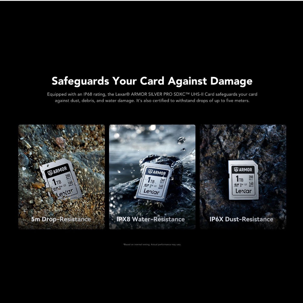 การ์ดหน่วยความจำ เอสดีการ์ด LEXAR ARMOR SILVER PRO 128GB SDXC™ UHS-II CARD FULL-HD 6K RW280/160MB/S LSDAMSP128G-RNNNG_6