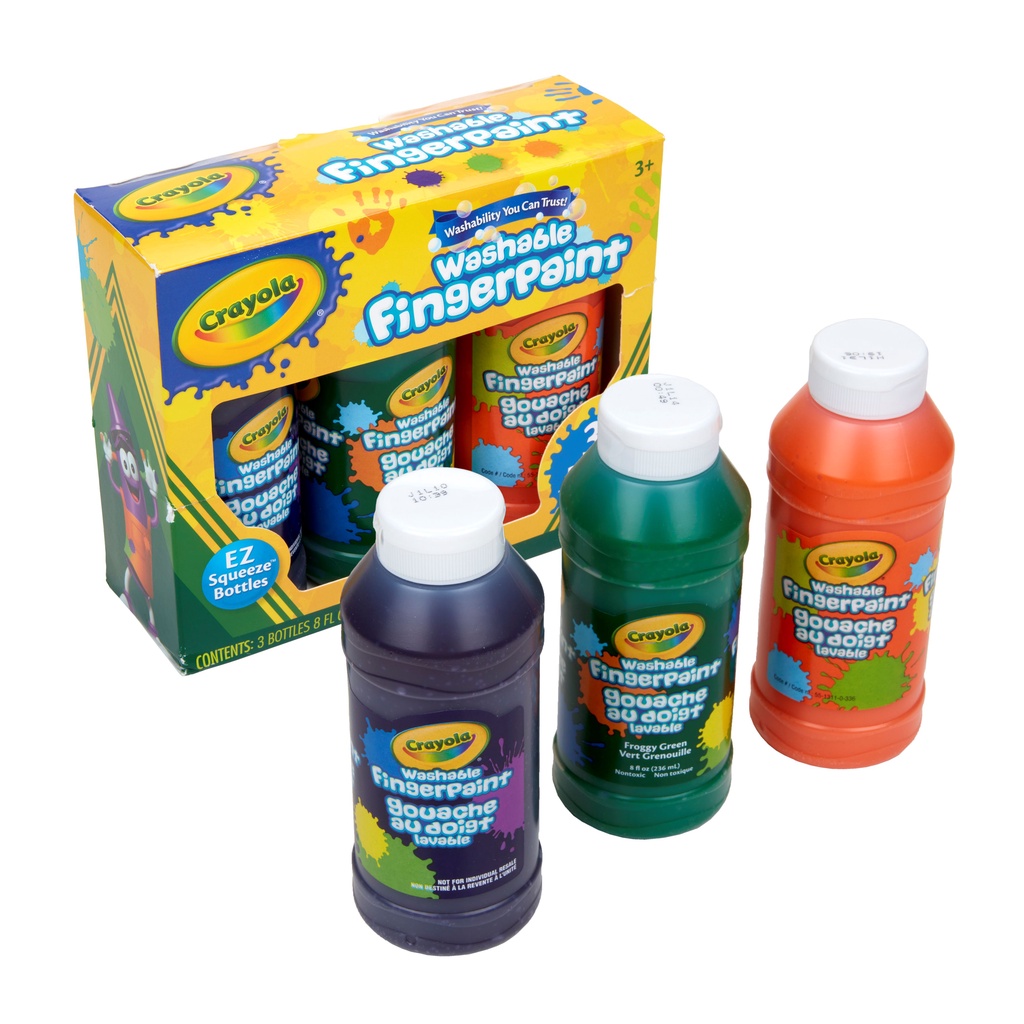 Crayola 3 Colors 8oz Washable  Finger Paint Set เครโยล่า สีเพ้นท์ ระบายด้วยนิ้ว 3สี ขนาด 236ml. 55-1311 - รูปที่ 4