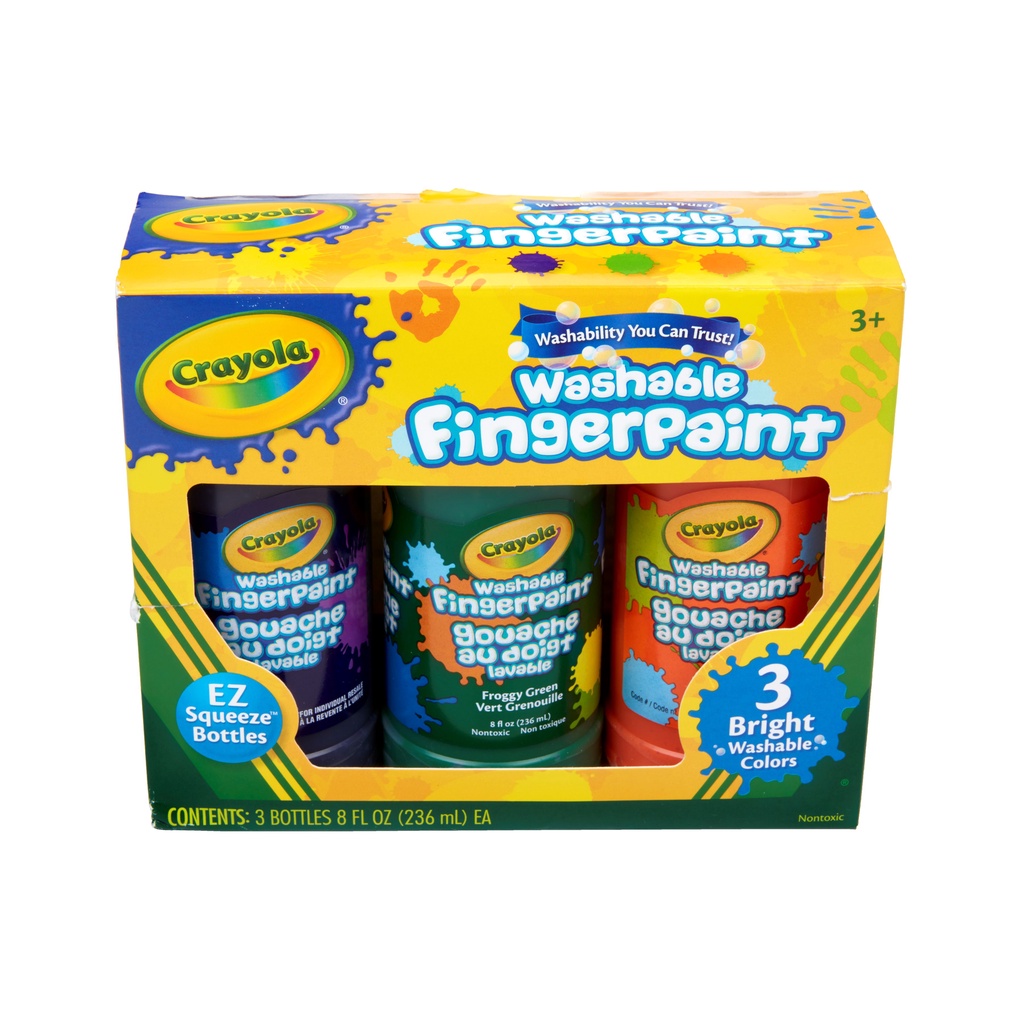 Crayola 3 Colors 8oz Washable  Finger Paint Set เครโยล่า สีเพ้นท์ ระบายด้วยนิ้ว 3สี ขนาด 236ml. 55-1311 - รูปที่ 3