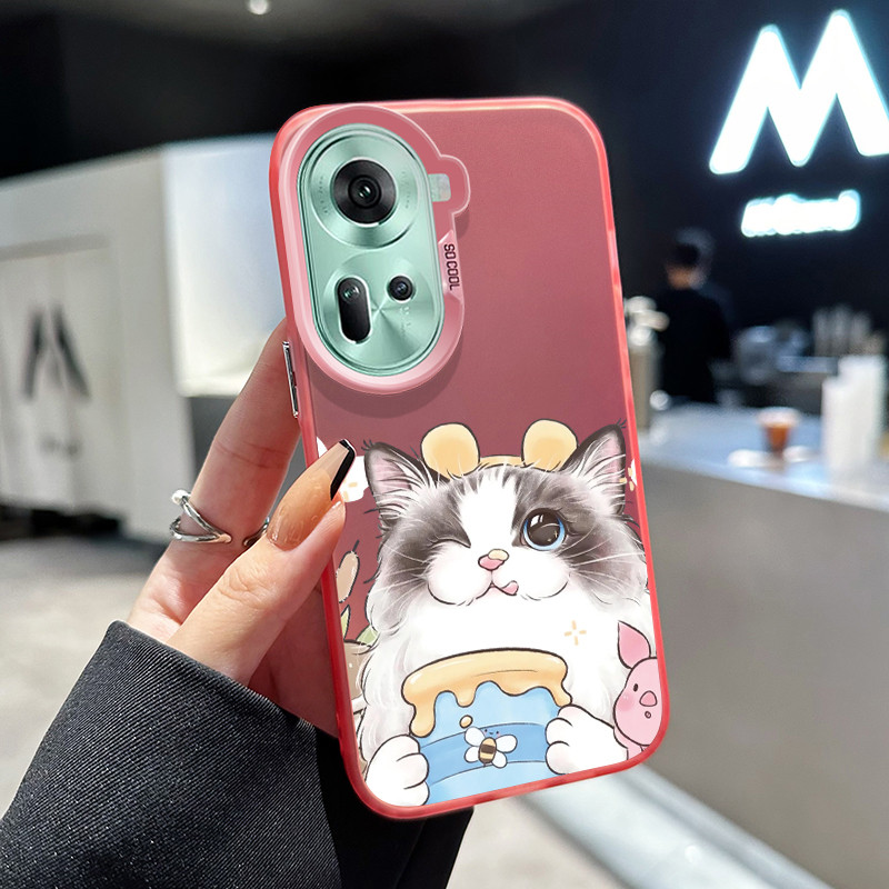 เคสสำหรับ OPPO Reno 11 5G Reno 10 5G Reno 10 Pro 5G Reno 8T 5G เคสโทรศัพท์การ์ตูนแมวน่ารัก