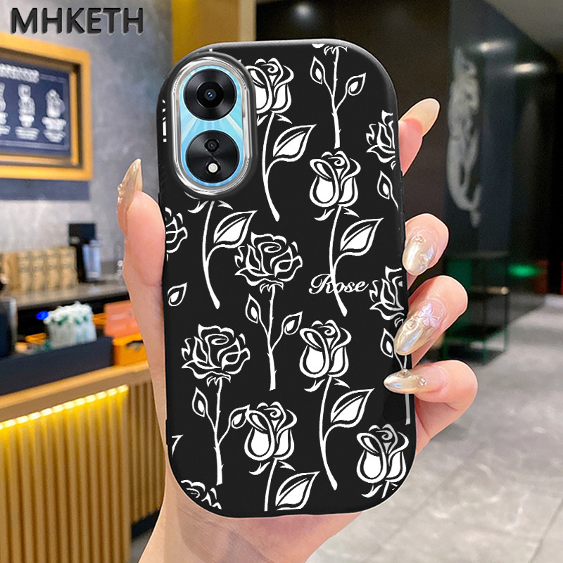 MHKETH เคสสำหรับ OPPO A58 5G A78 5G A58X 5G A1X A2X 5G A58 4G A98 5G A1 5G เคสโทรศัพท์กุหลาบขาว