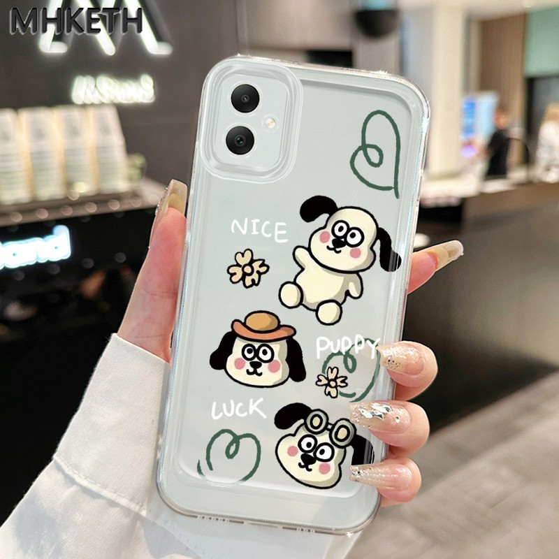 เคสสำหรับ Samsung Galaxy A05 M05 F05 A05s A06 A04 M04 F04 A04E A03 A02s M02s F02s เคสโทรศัพท์โปร่งใสลูกสุนัขน่ารัก