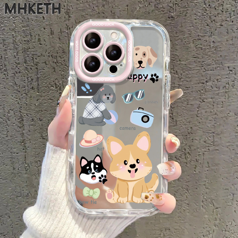 MHKETH เคสสำหรับ iPhone X Xs Max Xr 7 Plus 8 Plus Se 2020 11 Pro Max เคสโทรศัพท์มีลายสัตว์เลี้ยงกระจกขั้นสูง