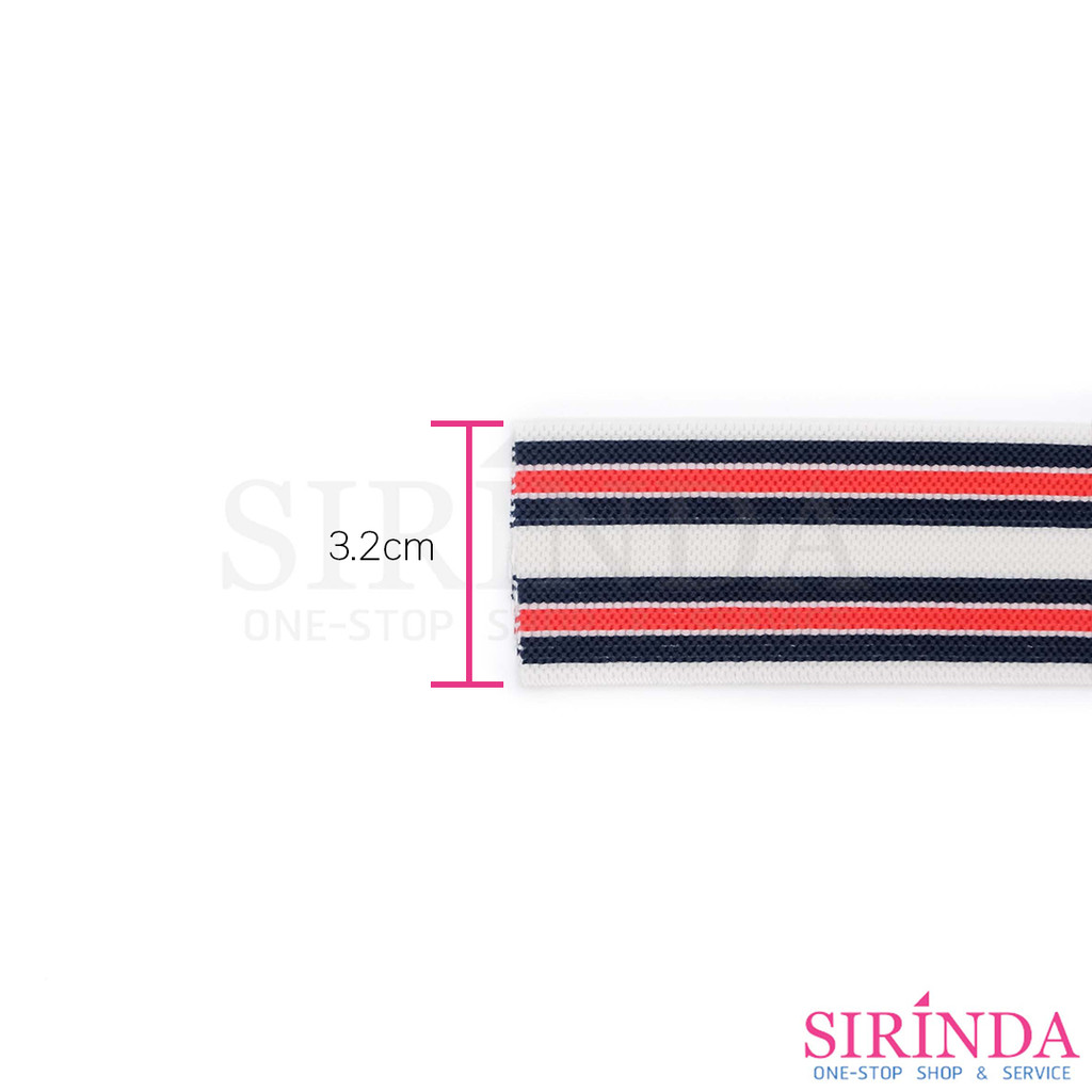 ยางยืดริ้วสี ยางขอบกางเกง ยางขอบกระโปรง 3.2cm l COLORED ELASTIC BAND (00090025) (ห่อเล็ก) ราคา ถูกที่สุด ดีลบีเคเค แกลเลอรีภาพที่ 2