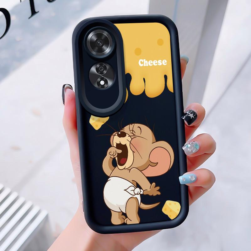 เคสสำหรับ OPPO A60 4G เคสโทรศัพท์แมวหนูสามสีซิลิโคนกันกระแทก – โปรปัง