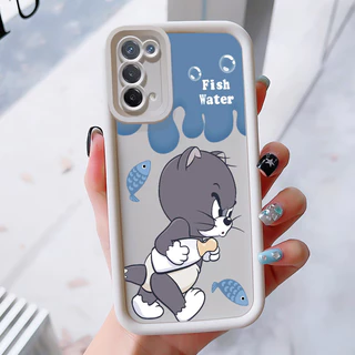 เคสสำหรับ OPPO A74 5G A54 5G เคสโทรศัพท์แมวหนูสามสีซิลิโคนกันกระแทก