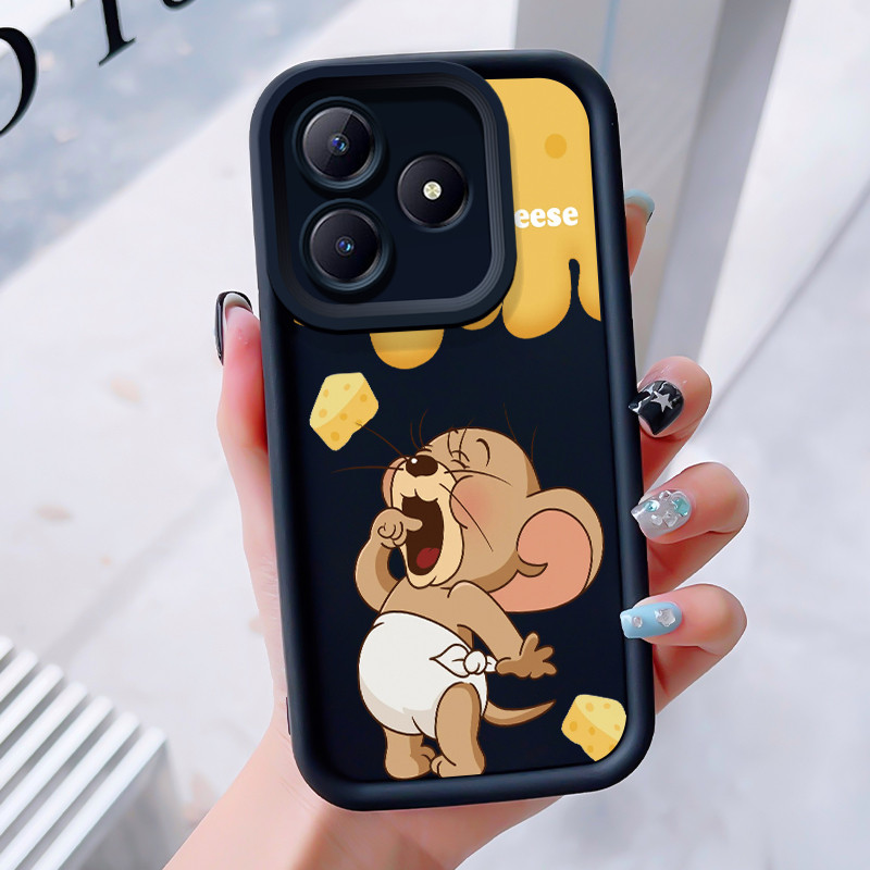 เคสสำหรับ Realme C63 C61 Narzo N63 N61 Note 60 Note 60X เคสโทรศัพท์แมวหนูสามสีซิลิโคนกันกระแทก