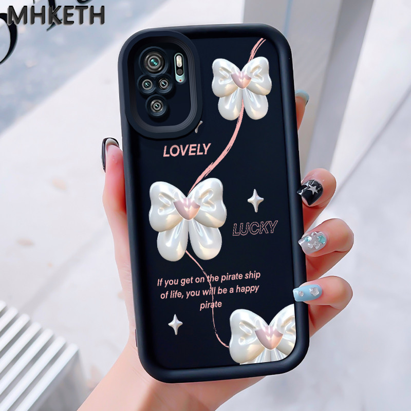 MHKEID เคสสำหรับ Xiaomi Redmi Note 10 Pro Note 10s POCO M5s เคสใหม่เคสซิลิโคนติดโบว์ป้องกันโทรศัพท์ตก