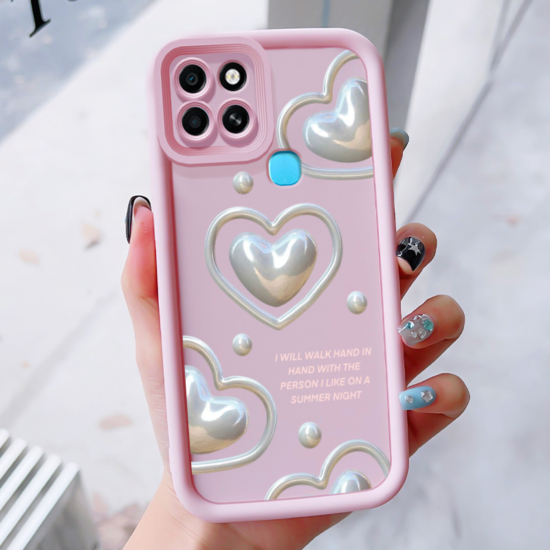 เคสสำหรับ Infinix Smart 6 เคสโทรศัพท์รูปหัวใจสามสีซิลิโคนกันกระแทก