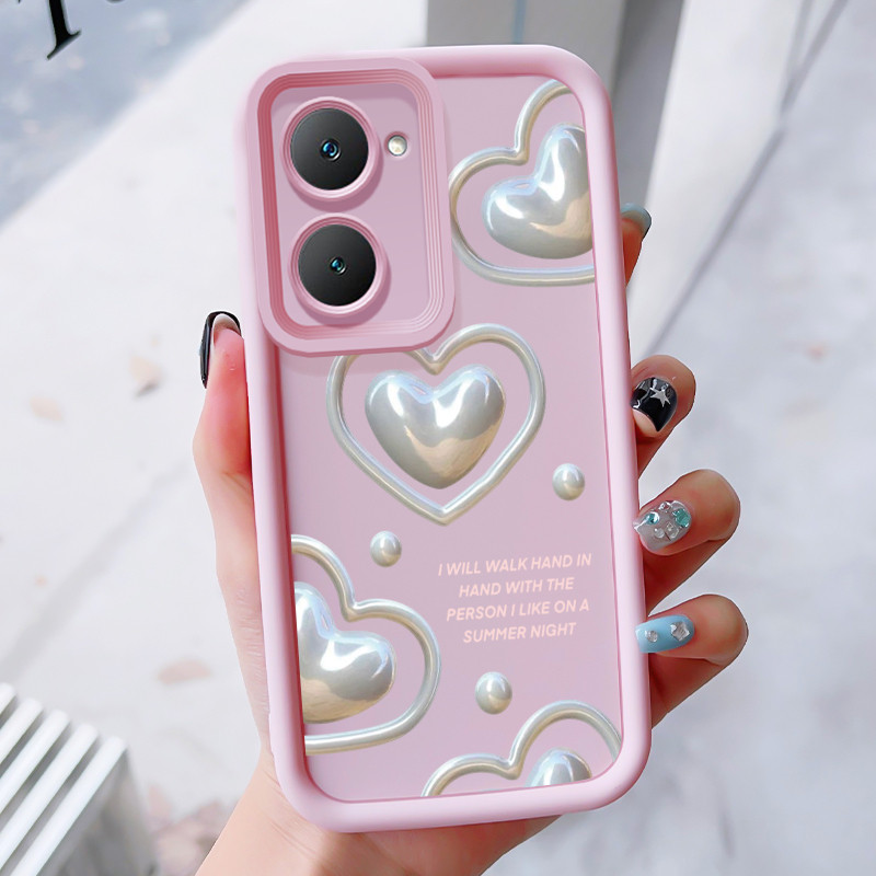 เคสสำหรับ VIVO Y03 Y03T Y18 Y18i Y18e Y18t Y18s Y28e 5G เคสโทรศัพท์รูปหัวใจสามสีซิลิโคนกันกระแทก