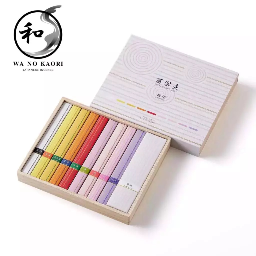 Kousaido Hyakurakukou Assortment Kashoku (Floral Candlelight) 9 types 6 sticks each Japan Incense ธู